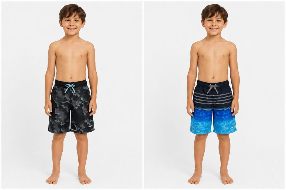 GERRY Boys Swim Trunks Board Shorts Set Of 2 Camo Blue Ocean Size S 7/8